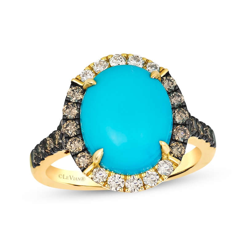 Main Image 1 of Le Vian Oval-Cut Torquoise Ring 7/8 ct tw Diamonds 14K Honey Gold