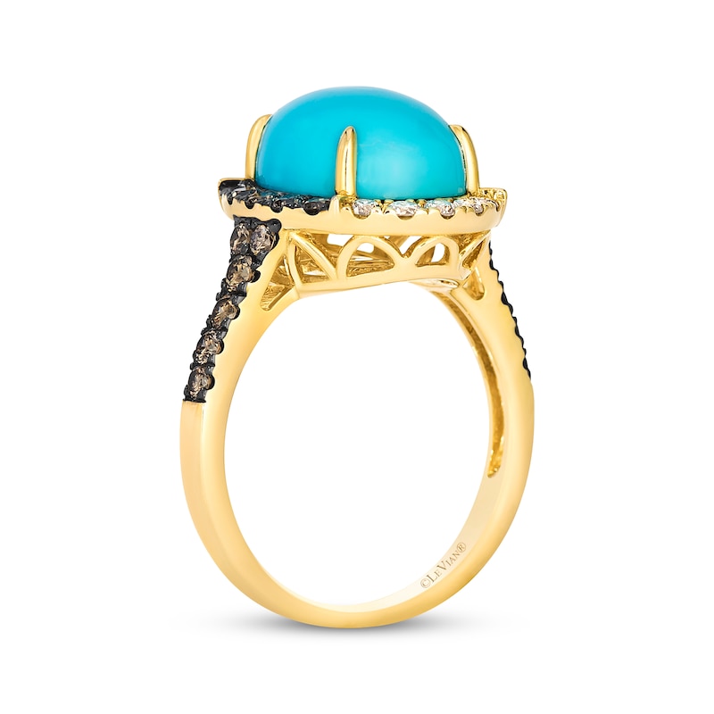 Main Image 2 of Le Vian Oval-Cut Torquoise Ring 7/8 ct tw Diamonds 14K Honey Gold