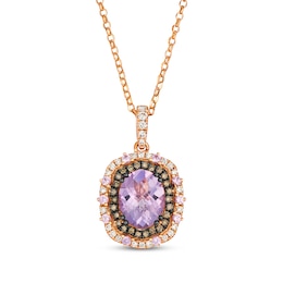 Le Vian Vault Oval-Cut Amethyst & Pink Sapphire Necklace 3/8 ct tw Diamonds 14K Strawberry Gold 19"