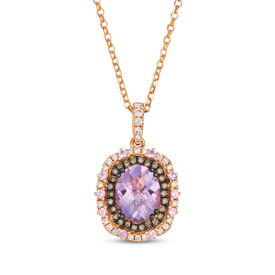 Le Vian Vault Oval-Cut Amethyst & Pink Sapphire Necklace 3/8 ct tw Diamonds 14K Strawberry Gold 19"