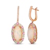 Thumbnail Image 1 of Le Vian Vault Oval-Cut Opal, Pink Sapphire & Green Beryl Dangle Hoop Earrings 1/8 ct tw Diamonds 14K Strawberry Gold