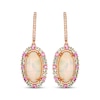 Thumbnail Image 2 of Le Vian Vault Oval-Cut Opal, Pink Sapphire & Green Beryl Dangle Hoop Earrings 1/8 ct tw Diamonds 14K Strawberry Gold
