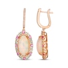 Thumbnail Image 3 of Le Vian Vault Oval-Cut Opal, Pink Sapphire & Green Beryl Dangle Hoop Earrings 1/8 ct tw Diamonds 14K Strawberry Gold