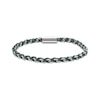Thumbnail Image 1 of Men's Green Leather Woven Chain Link Bracelet Sterling Silver 8.5"