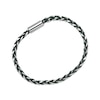 Thumbnail Image 3 of Men's Green Leather Woven Chain Link Bracelet Sterling Silver 8.5"