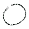 Thumbnail Image 4 of Men's Green Leather Woven Chain Link Bracelet Sterling Silver 8.5"