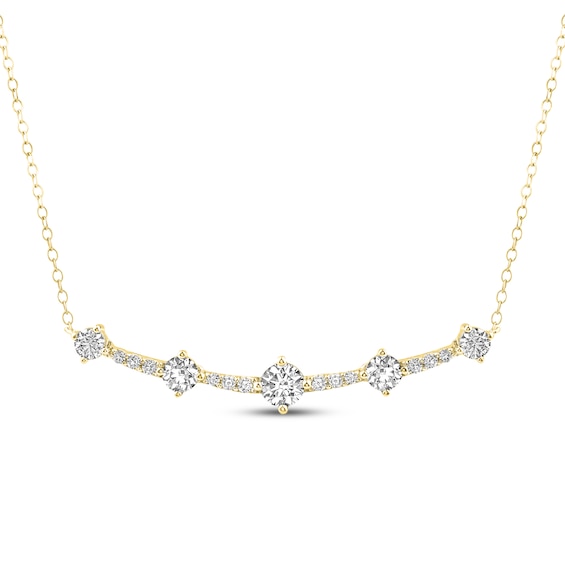 Milestones Diamond Station Smile Necklace 2 ct tw 10K Yellow Gold 18"