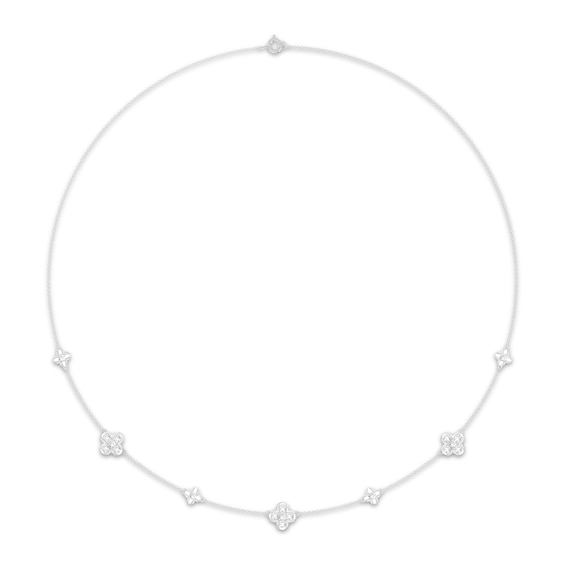KAY Lab-Grown Diamonds Clover Station Necklace 1 ct tw Sterling Silver 18"
