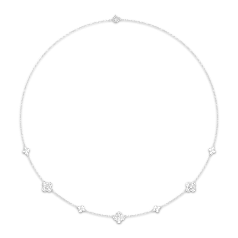Main Image 1 of KAY Lab-Grown Diamonds Clover Station Necklace 1 ct tw Sterling Silver 18"