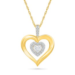 KAY Lab-Grown Diamonds Heart-Shaped Necklace 3/8 ct tw 10K Yellow Gold 18"