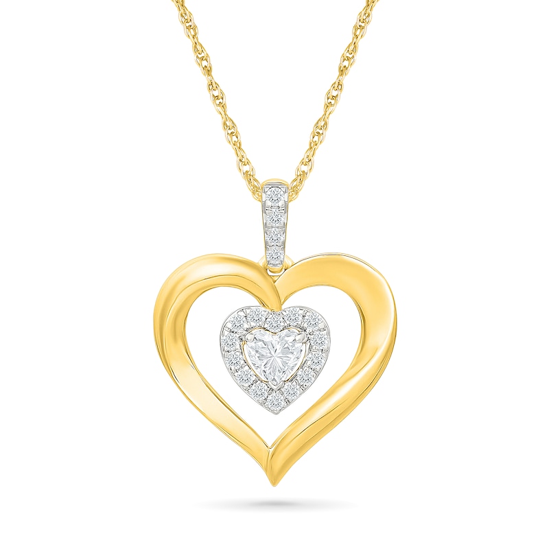 Main Image 1 of KAY Lab-Grown Diamonds Heart-Shaped Necklace 3/8 ct tw 10K Yellow Gold 18"