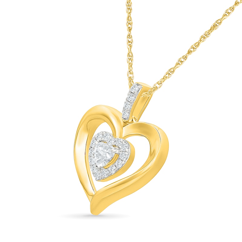 Main Image 2 of KAY Lab-Grown Diamonds Heart-Shaped Necklace 3/8 ct tw 10K Yellow Gold 18"