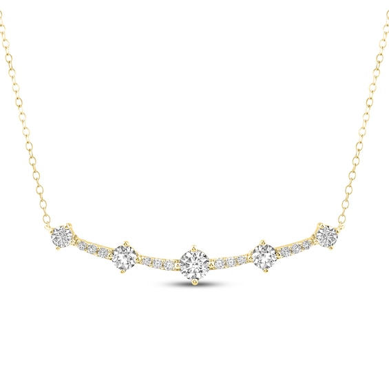 Milestones Diamond Station Necklace 1 ct tw 10K Yellow Gold 18"