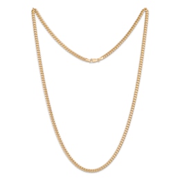 3.5mm Cuban Chain Necklace Hollow 10K Yellow Gold 24"
