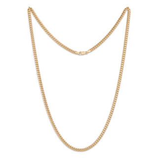 3.75mm Cuban Chain Necklace Hollow 10K Yellow Gold 22"