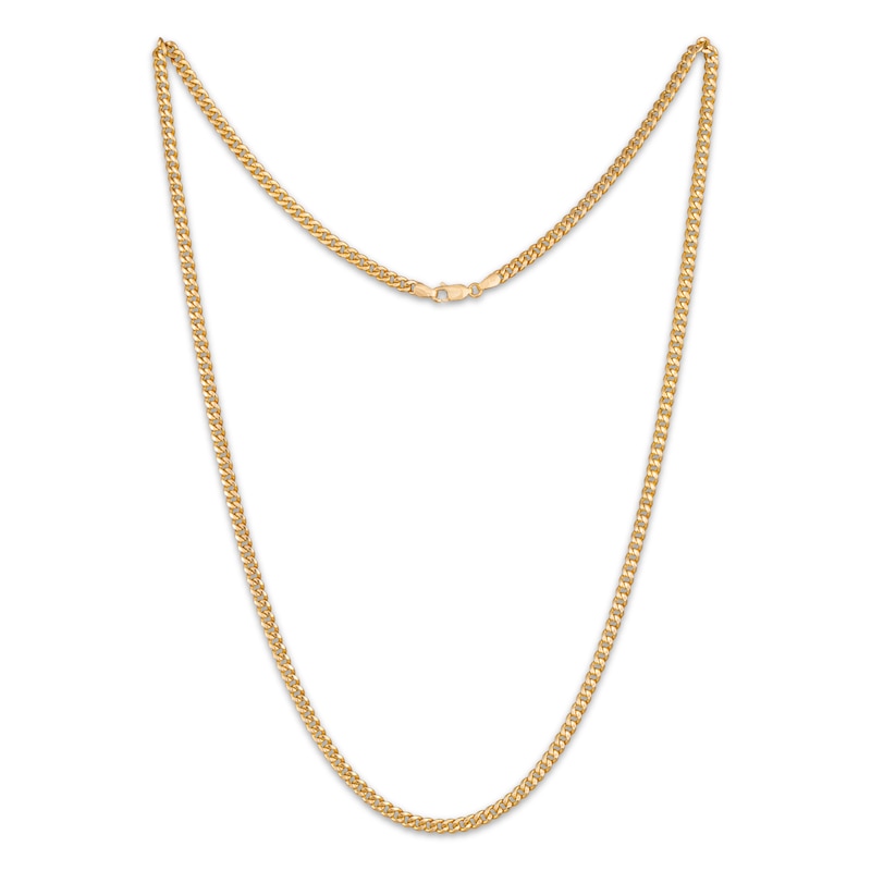 Main Image 1 of 3.5mm Cuban Chain Necklace Hollow 10K Yellow Gold 24"