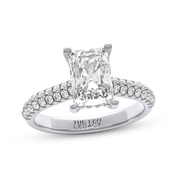 THE LEO Legacy Lab-Grown Diamond Radiant-Cut Hidden Halo Engagement Ring 2-1/2 ct tw 14K White Gold