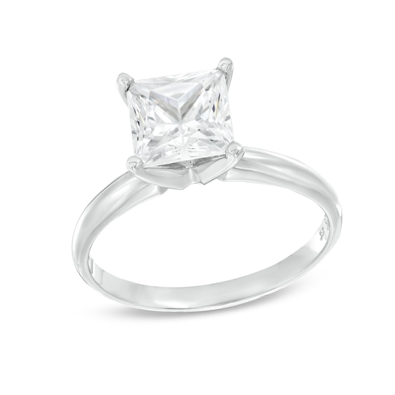 Now + Forever Certified Diamond Solitaire 2 ct Princess-cut 14K White Gold (I/I2)