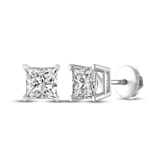 Certified Princess-Cut Diamond Solitaire Stud Earrings 1/4 ct tw 14K White Gold (I/I1)