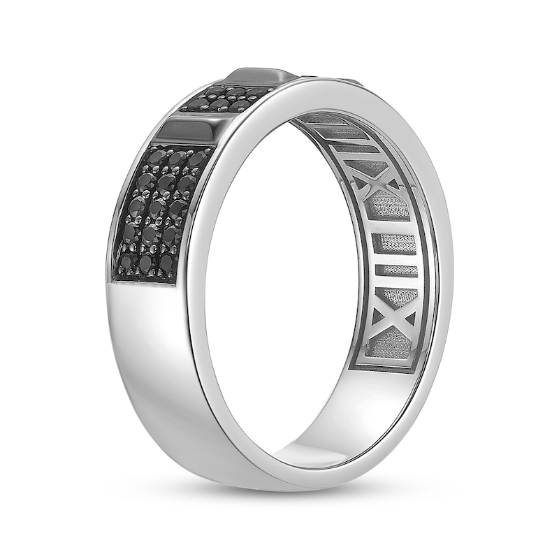 Main Image 2 of Twelve Crowns Men's Natural Black Spinel Segment Ring Sterling Silver with Black Rhodium Plate