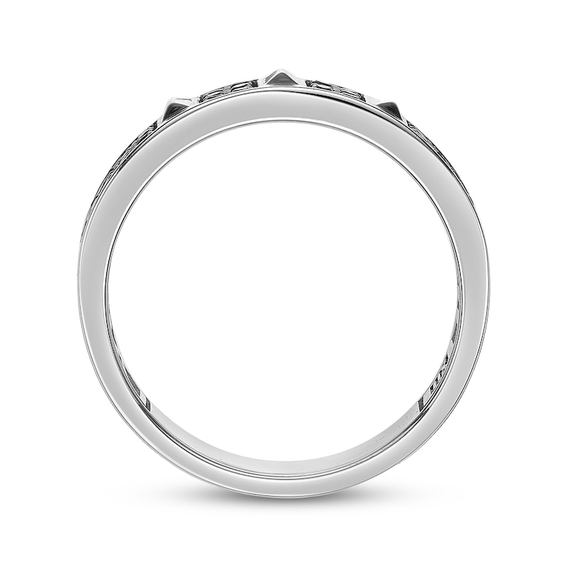 Main Image 3 of Twelve Crowns Men's Natural Black Spinel Segment Ring Sterling Silver with Black Rhodium Plate