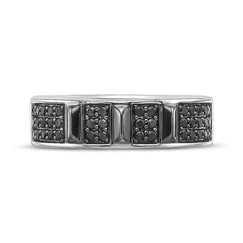 Main Image 4 of Twelve Crowns Men's Natural Black Spinel Segment Ring Sterling Silver with Black Rhodium Plate