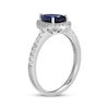 Thumbnail Image 2 of Pear-Shaped Blue Lab-Created Sapphire & White Lab-Created Sapphire Halo Ring Sterling Silver