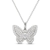 Thumbnail Image 1 of Marquise & Round-Cut White Lab-Created Sapphire Butterfly Necklace Sterling Silver 18"