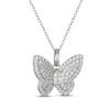 Thumbnail Image 2 of Marquise & Round-Cut White Lab-Created Sapphire Butterfly Necklace Sterling Silver 18"
