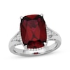 Thumbnail Image 1 of Cushion-Cut Lab-Created Ruby & White Lab-Created Sapphire Curved Halo Ring Sterling Silver