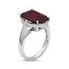 Thumbnail Image 2 of Cushion-Cut Lab-Created Ruby & White Lab-Created Sapphire Curved Halo Ring Sterling Silver
