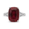 Thumbnail Image 3 of Cushion-Cut Lab-Created Ruby & White Lab-Created Sapphire Curved Halo Ring Sterling Silver