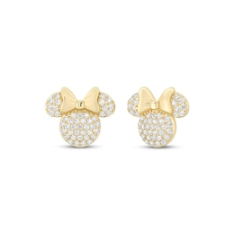 Disney Treasures Minnie Lab-Grown Diamond Stud Earrings 3/4 ct tw 24K Yellow Gold Vermeil Sterling Silver
