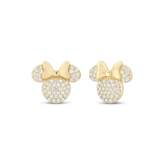 Disney Treasures Minnie Lab-Grown Diamond Stud Earrings 3/4 ct tw 24K Yellow Gold Vermeil Sterling Silver