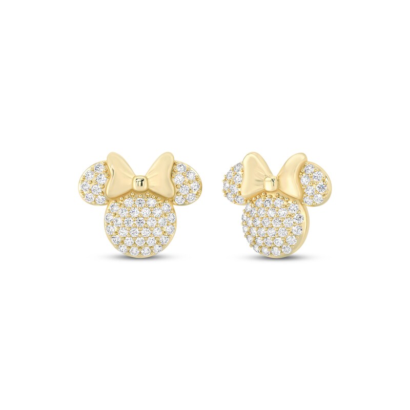 Main Image 1 of Disney Treasures Minnie Lab-Grown Diamond Stud Earrings 3/4 ct tw 24K Yellow Gold Vermeil Sterling Silver