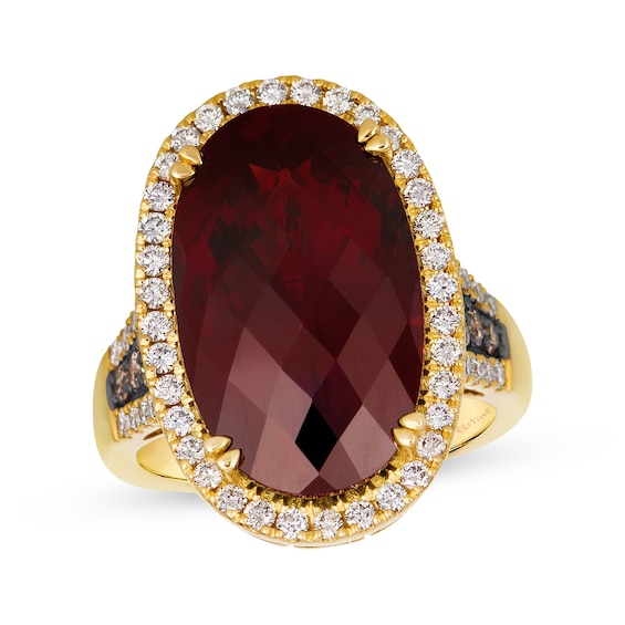 Le Vian Oval-Cut Garnet Halo Cocktail Ring 7/8 ct tw Diamonds 14K Honey Gold