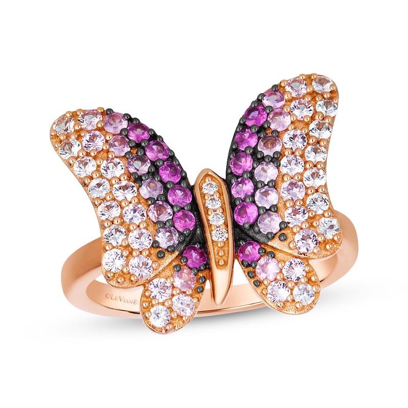 Main Image 1 of Le Vian Ombré Sapphire & Diamond Accent Butterfly Ring 14K Strawberry Gold