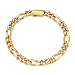 JAXXON Men's Collection 7mm Figaro Chain Bracelet Yellow Ion-Plated Solid Stainless Steel 8"