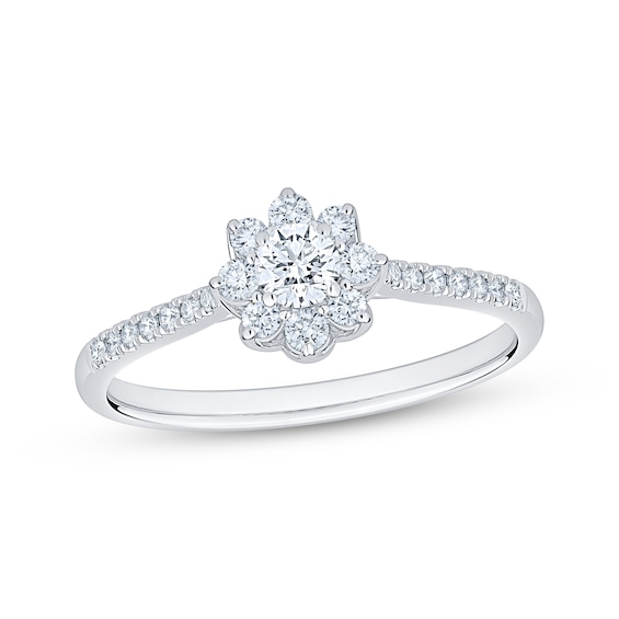 Now + Forever Diamond Halo Engagement Ring 3/8 ct tw 10K White Gold