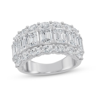 Now + Forever Lab-Grown Diamonds Emerald & Oval-Cut Anniversary Ring 5 ct tw 14K White Gold