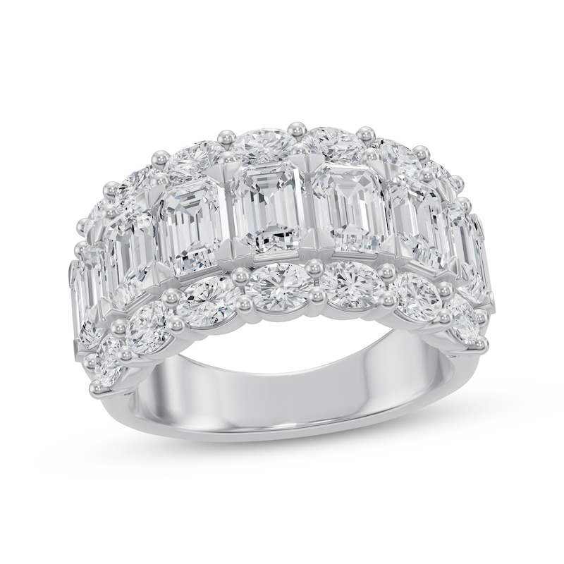 Main Image 1 of Now + Forever Lab-Grown Diamonds Emerald & Oval-Cut Anniversary Ring 5 ct tw 14K White Gold