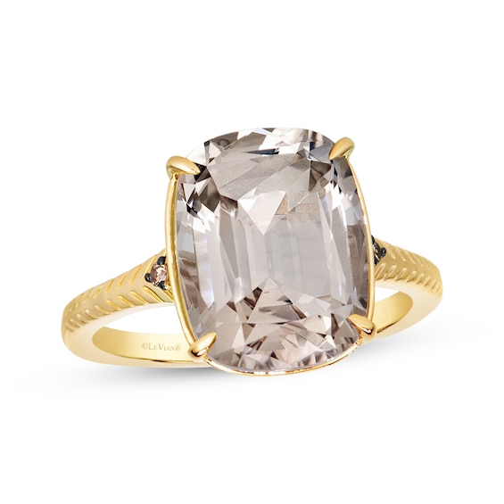 Le Vian Cushion-Cut Natural Champagne Quartz Ring 14K 1/6 ct tw Diamonds Honey Gold