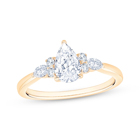 Now + Forever Lab-Grown Diamonds Certified Pear-Shaped Engagement Ring 1 ct tw 14K Yellow Gold