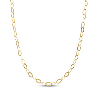 0.69mm Flat Oval Cable Chain Necklace Solid 10K Yellow Gold 18"
