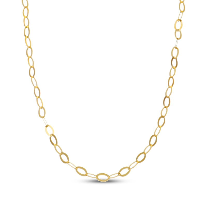 Main Image 1 of 0.69mm Flat Oval Cable Chain Necklace Solid 10K Yellow Gold 18"