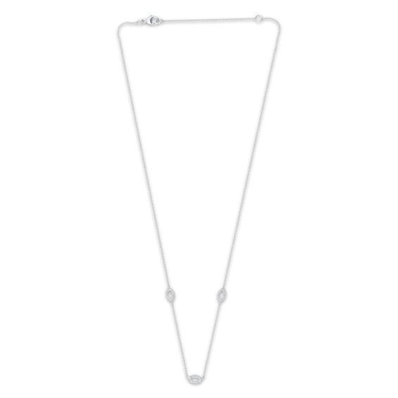 KAY Lab-Grown Diamonds Oval Station Necklace 1/8 ct tw Sterling Silver 18"