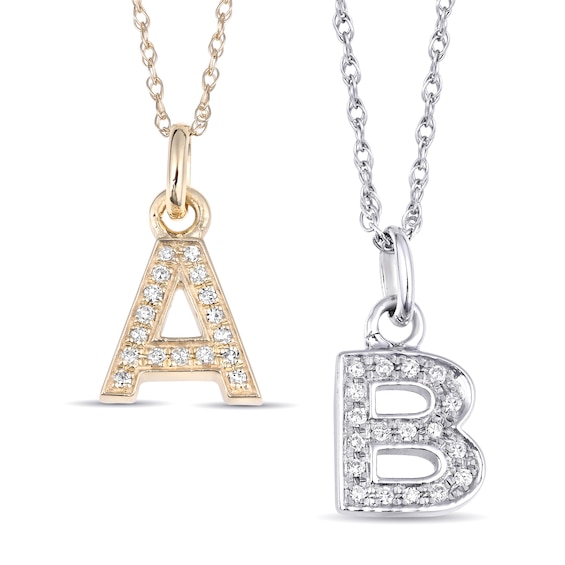 Diamond Block Initial Necklace (1 Initial)