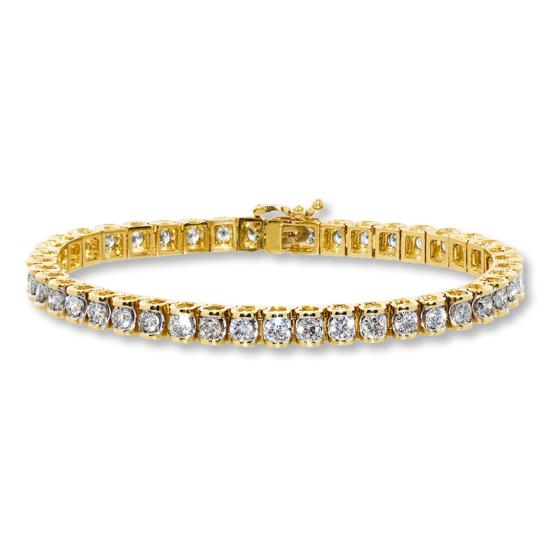 Diamond Bracelet 5 ct tw Round-cut 14K Yellow Gold 7.25"