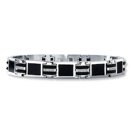 Men's Diamond Bracelet 1/10 ct tw Round-cut Stainless Steel 9"