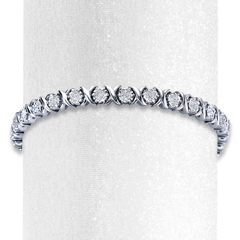 Diamond Bracelet 1 ct tw Round-cut Sterling Silver 7.5"